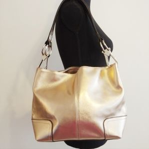 Tosco Rose Gold Metallic Hobo Shoulder Bag